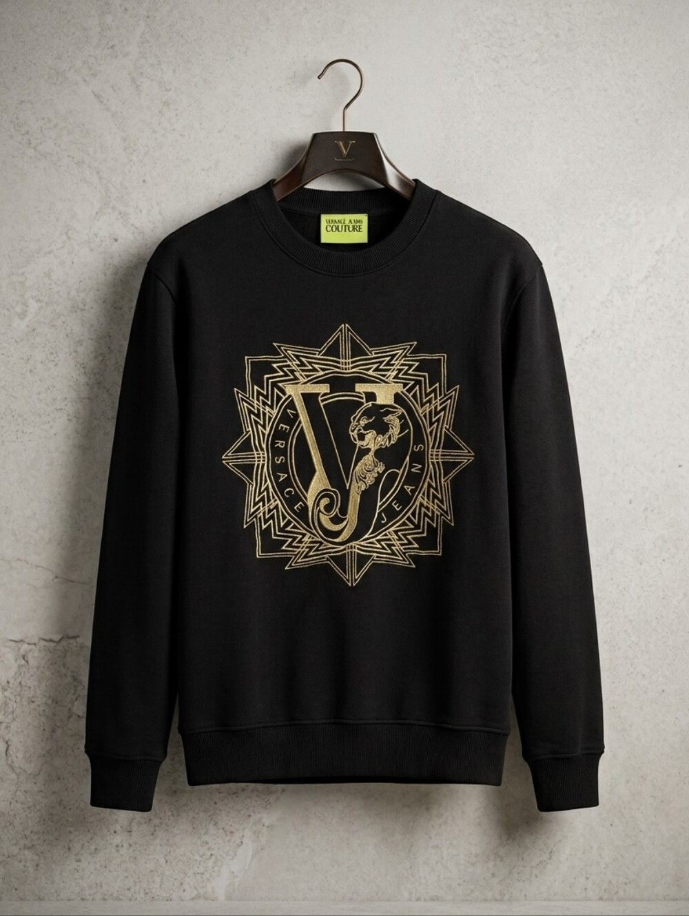 Authentic Versace Jeans Black & Gold Embroidered Sweatshirt XL